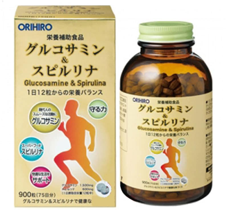 Viên uống bổ xương khớp Glucosamine & Spirulina Orihiro 900v- Nhật Bản.